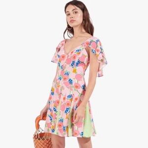 [staud] chiquita flutter sleeve printed swing dress